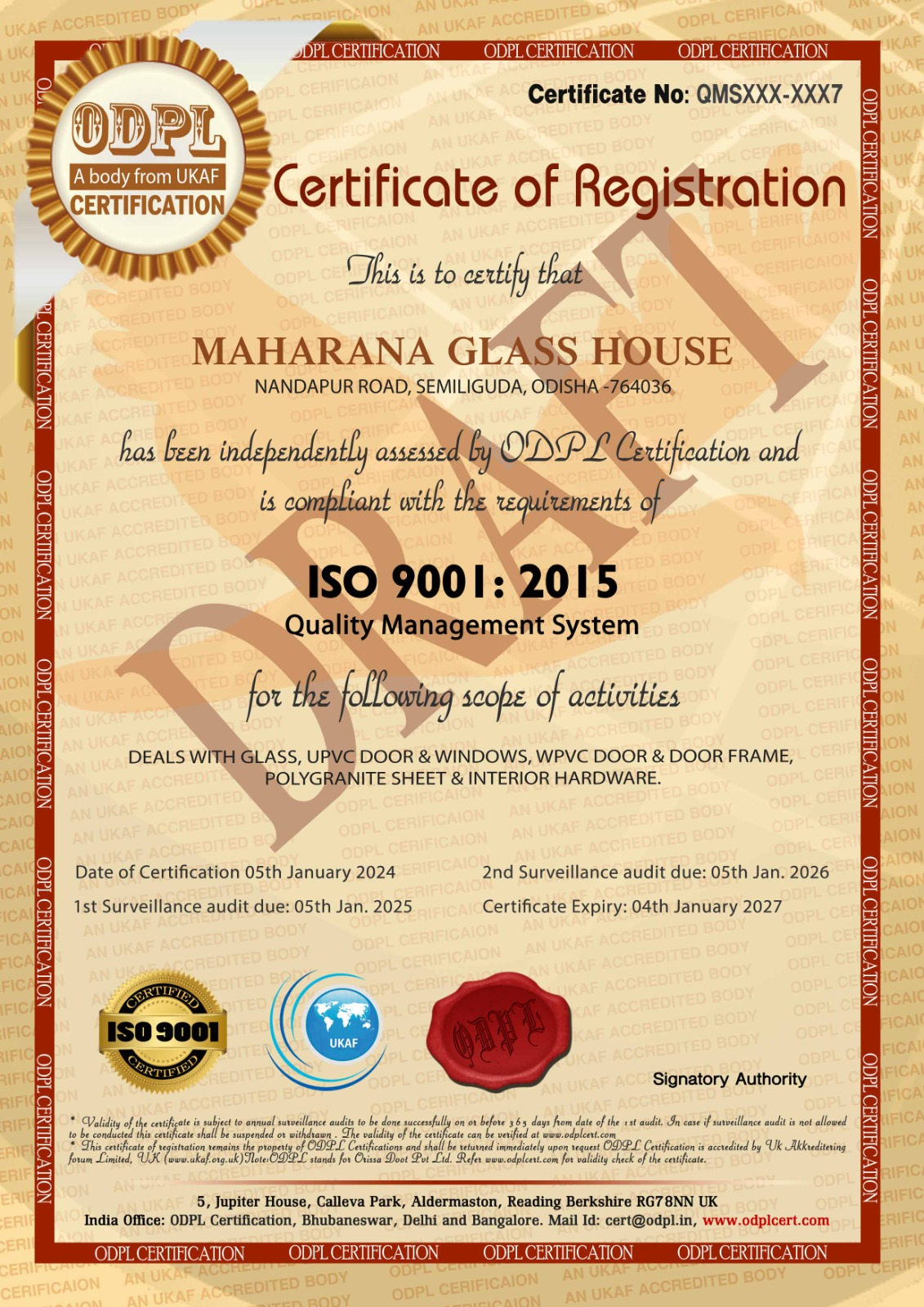 ISO 9001:2015 Quality Management System Certificate